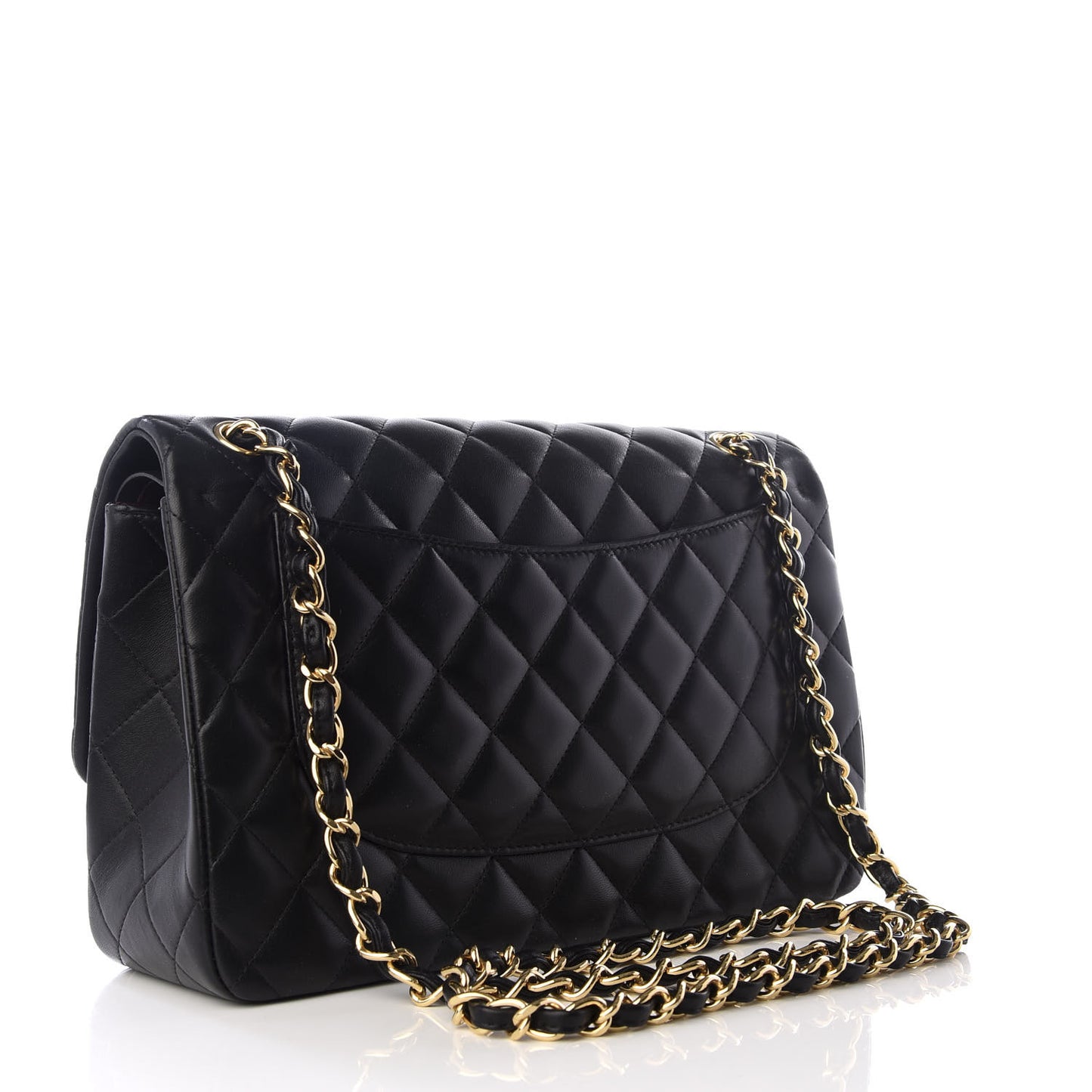 Lambskin Quilted Jumbo Double Flap Black