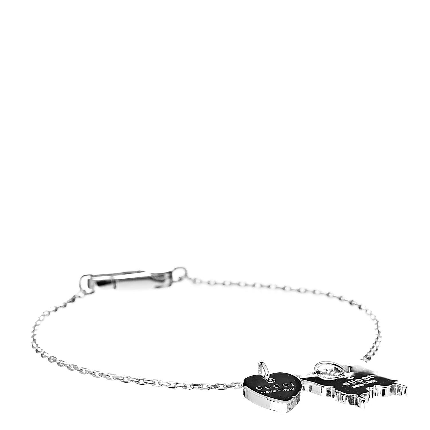 Gucci Sterling Silver Trademark Heart Butterfly Bracelet 1 of 4