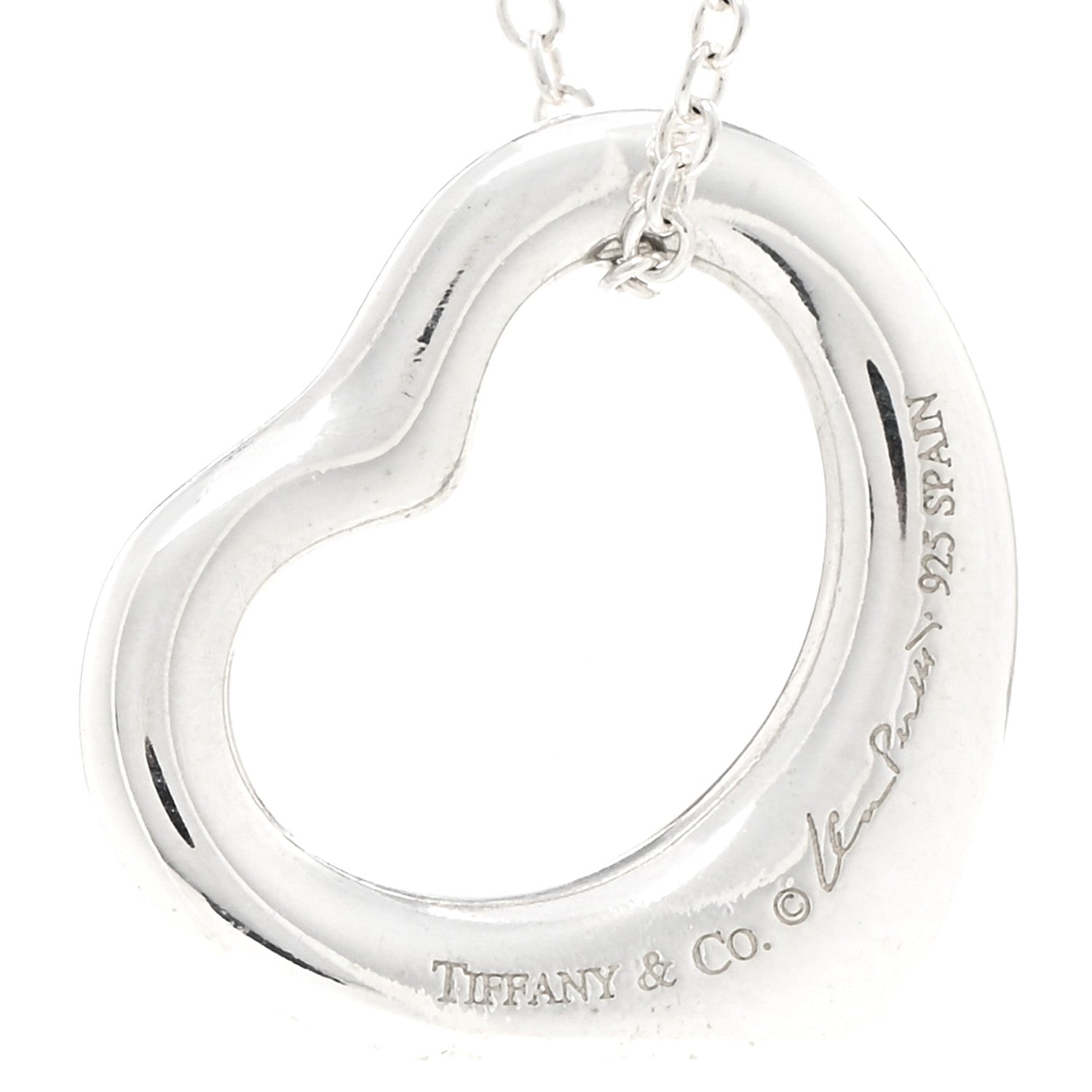 Tiffany Sterling Silver 16mm Elsa Peretti Open Heart Pendant Necklace 4 of 4