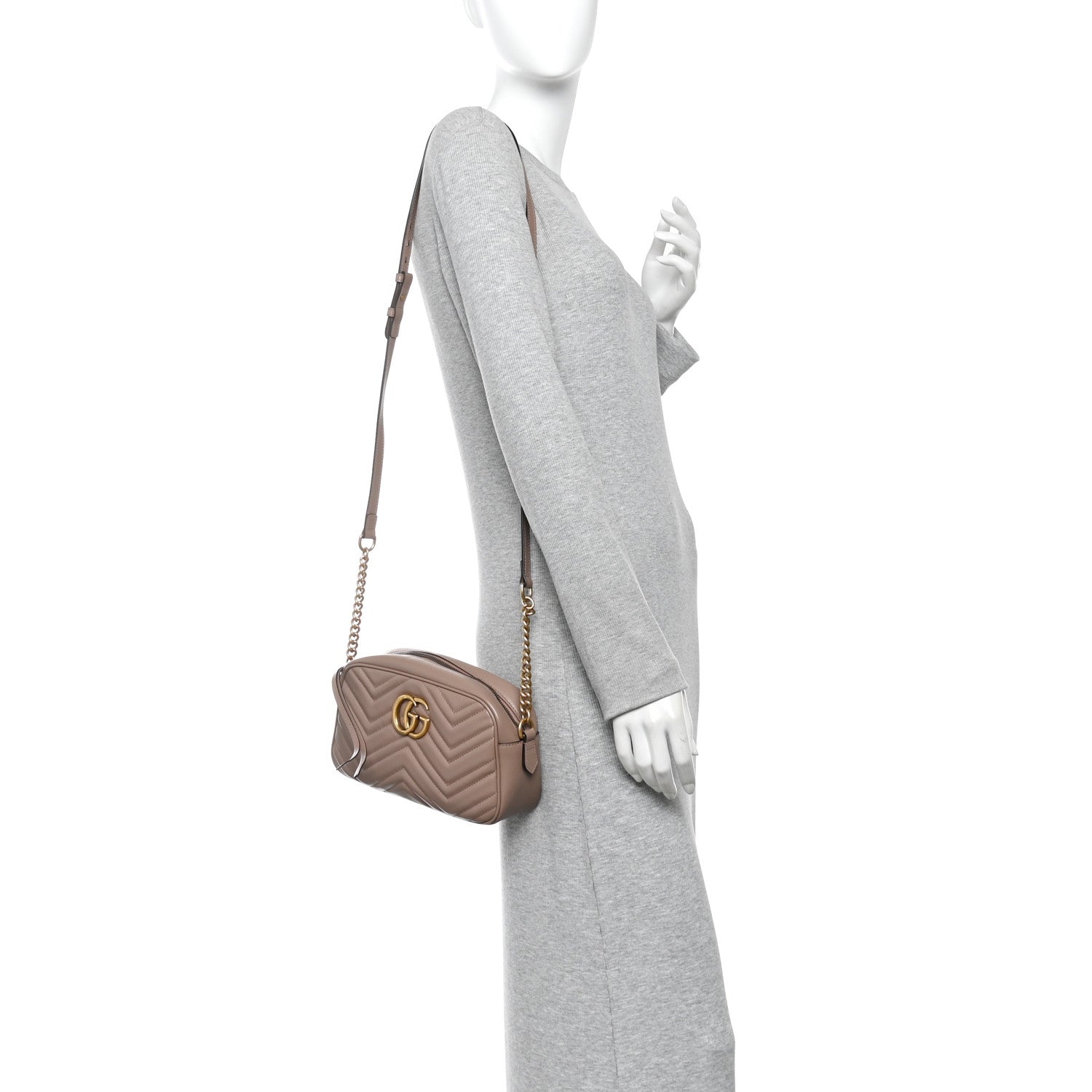 Gucci Calfskin Matelasse Small GG Marmont Chain Shoulder Bag Porcelain Rose 2 of 10