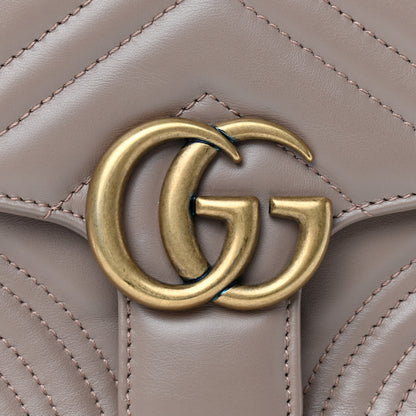 Gucci Calfskin Matelasse Mini GG Marmont Top Handle Shoulder Bag Porcelain Rose 8 of 12