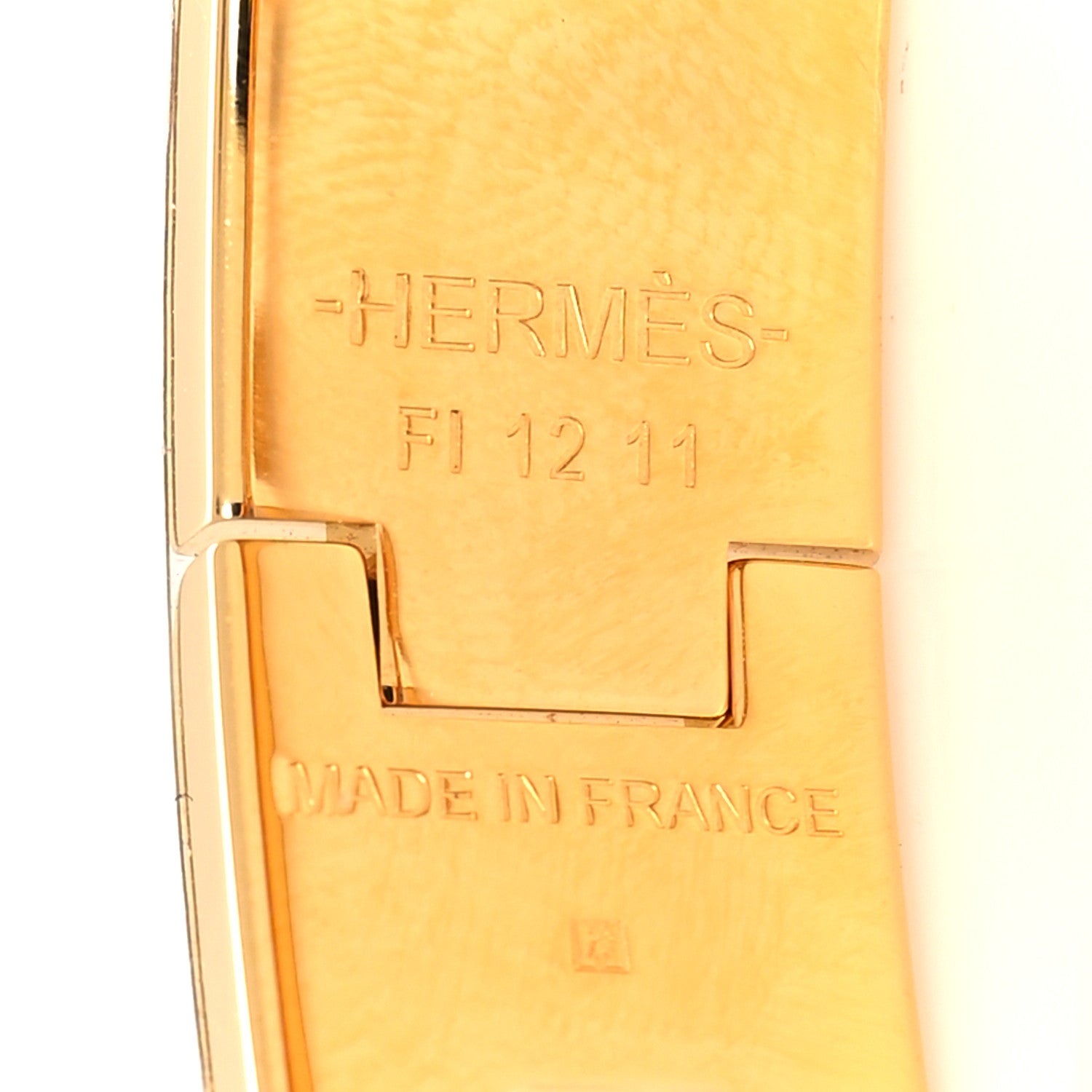Hermes Enamel Printed Narrow Leopards Clic Clac H Bracelet PM Jaune Or White 5 of 5
