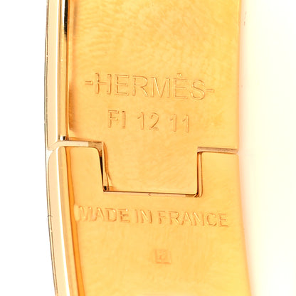 Hermes Enamel Printed Narrow Leopards Clic Clac H Bracelet PM Jaune Or White 5 of 5