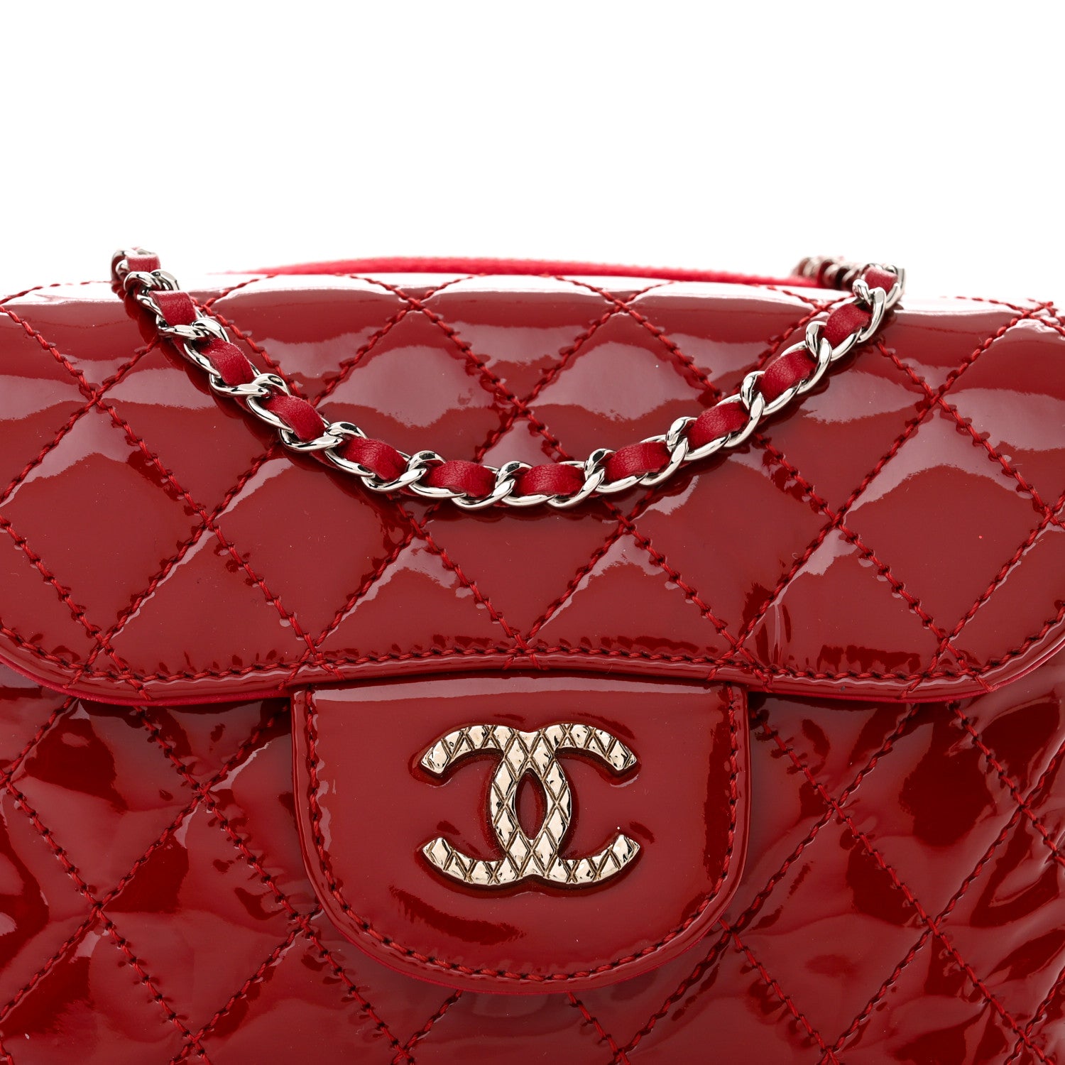 Chanel Patent Brilliant Mini Flap WOC Bag Red 9 of 12