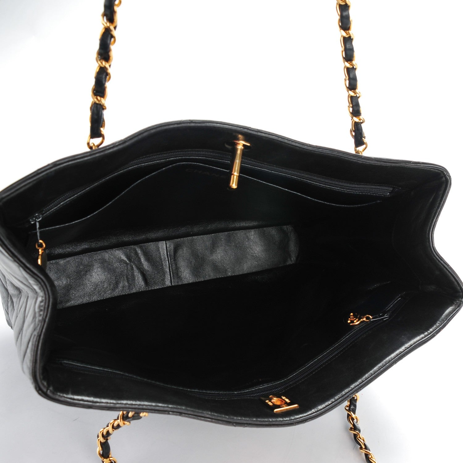 Chanel Lambskin Quilted Shopping Tote Black 5 of 8