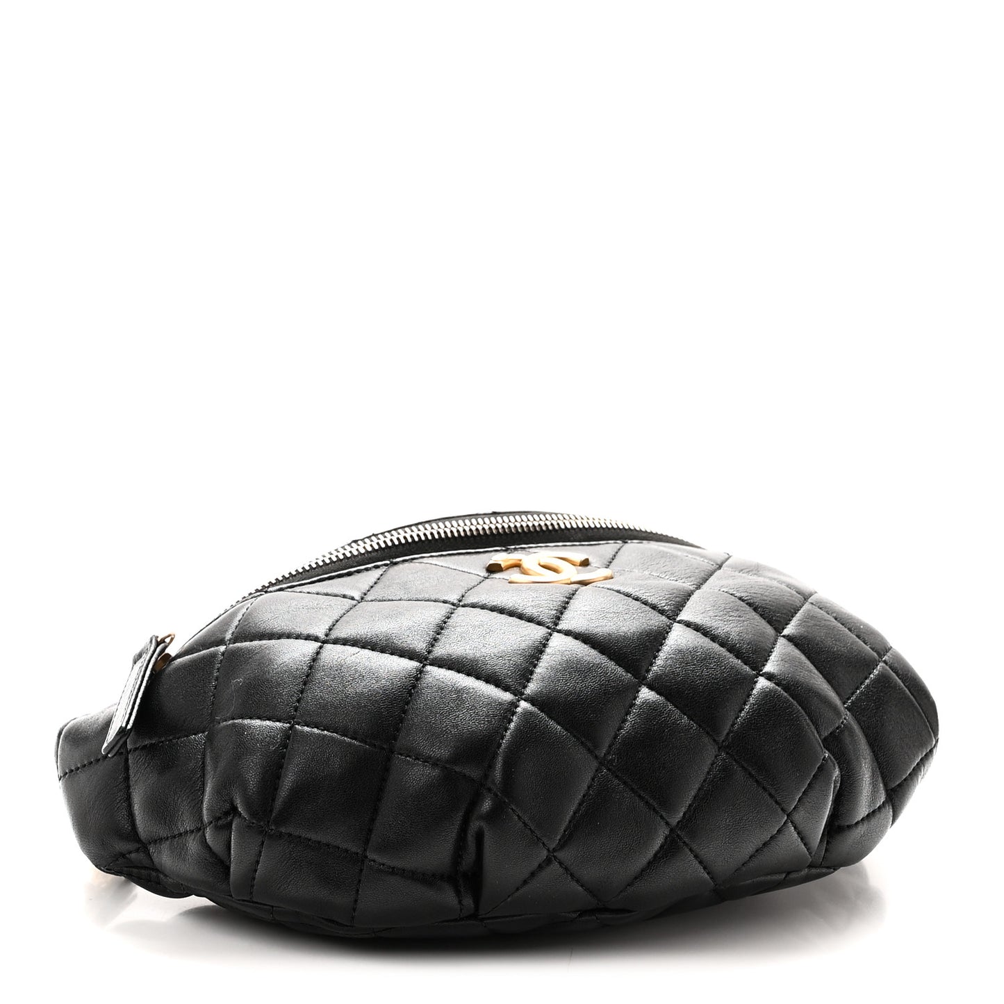 Shiny Lambskin Quilted Belt Bag Black Black