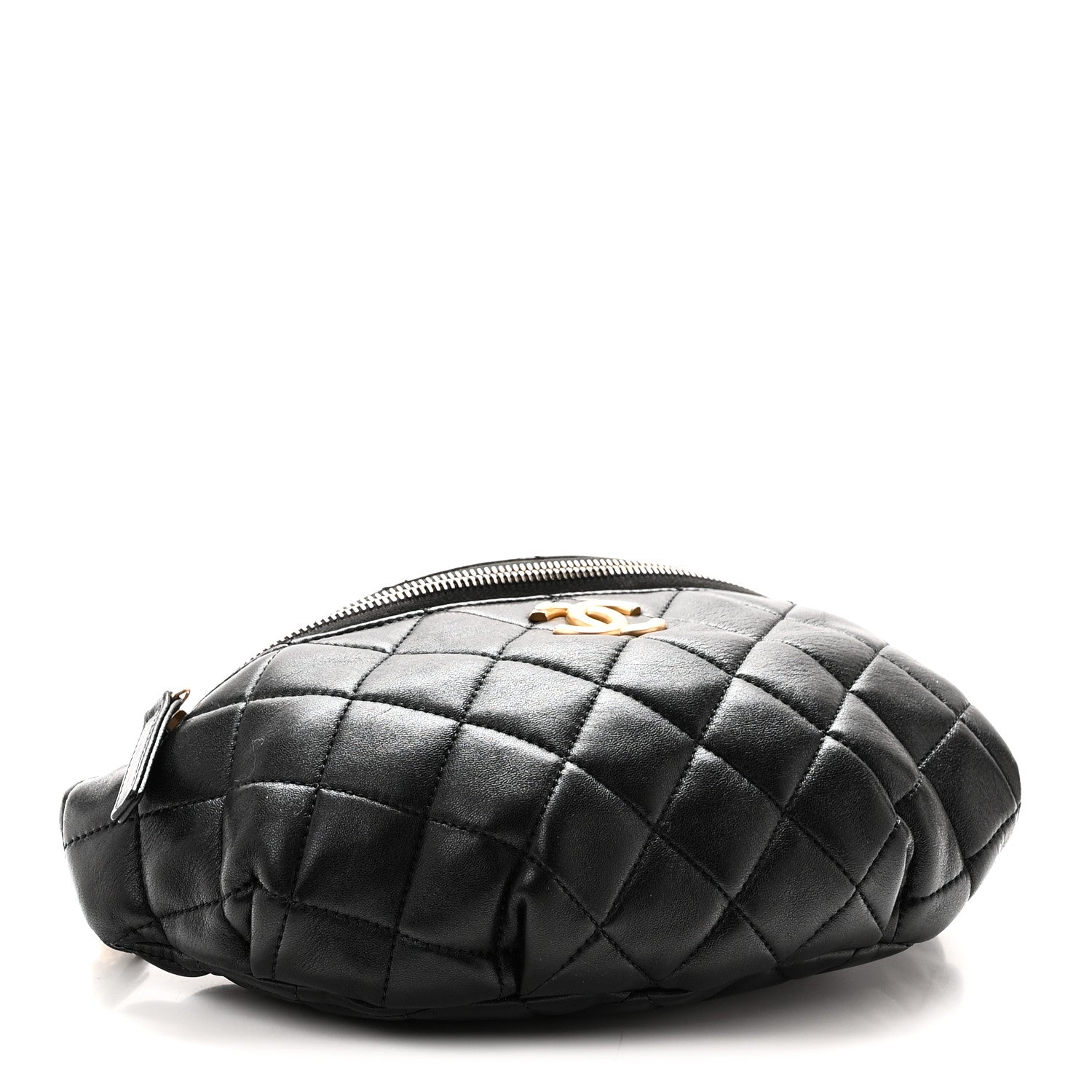 Chanel Shiny Lambskin Quilted Belt Bag Black Black 4 of 10