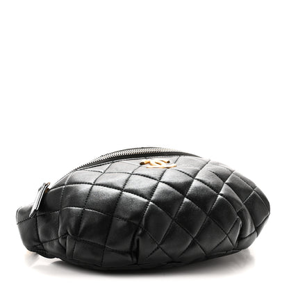 Chanel Shiny Lambskin Quilted Belt Bag Black Black 4 of 10
