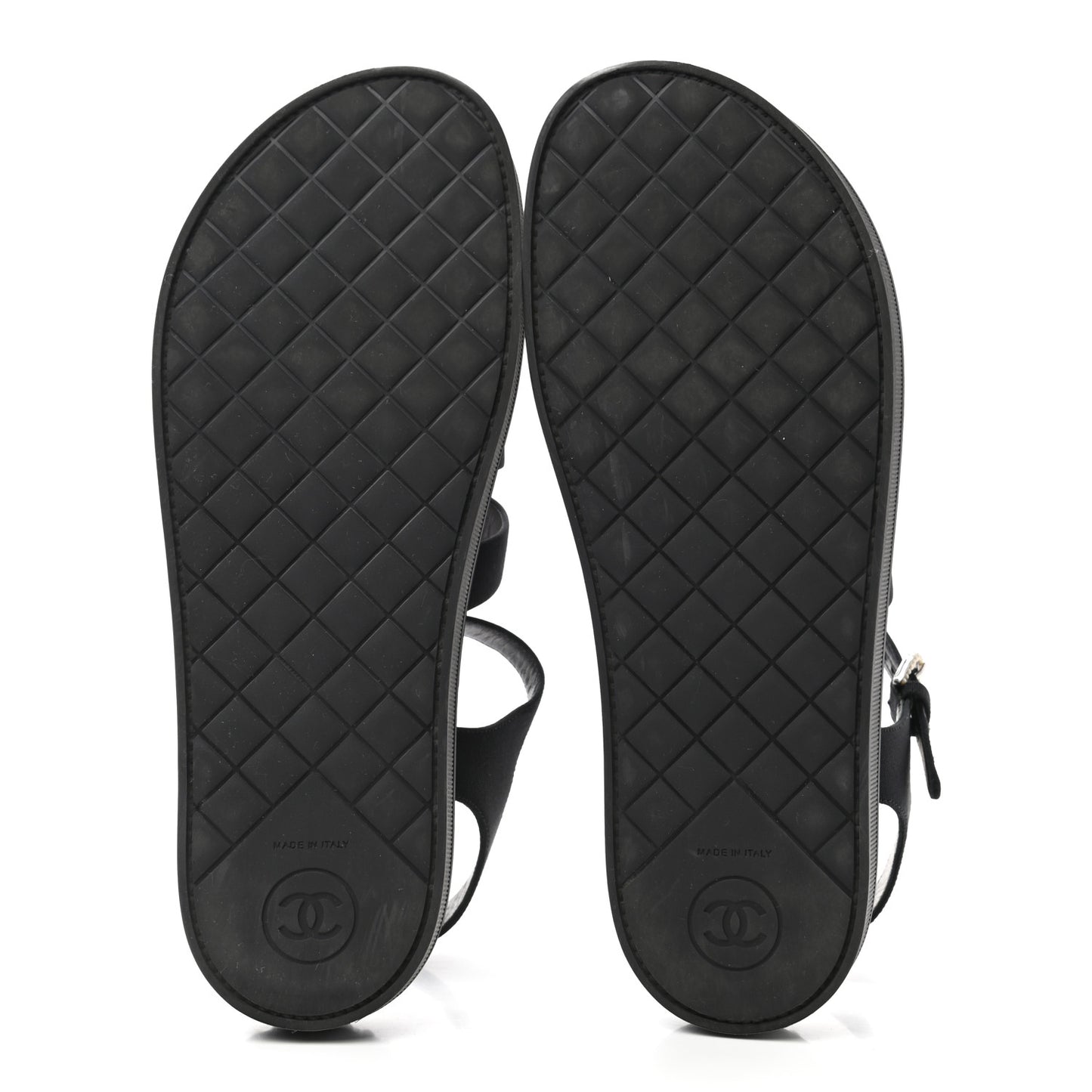 Grosgrain Pearl Flat Sandals 38.5 Black