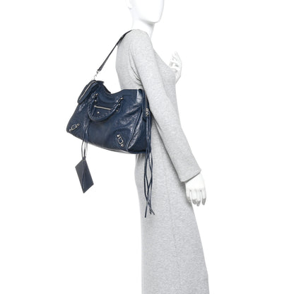 Balenciaga Agneau Classic Silver Hardware City Bleu Obscur 2 of 11