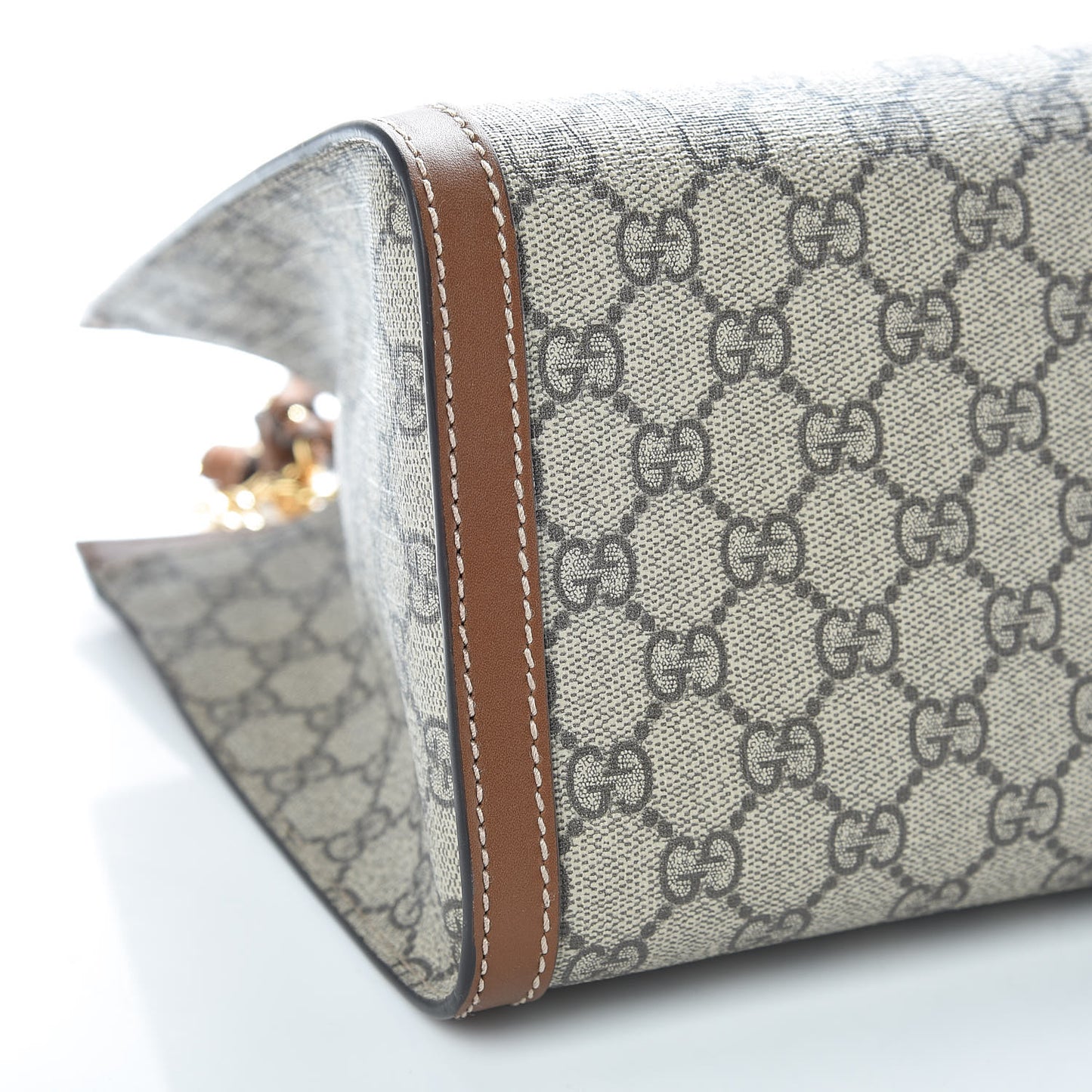 GG Supreme Monogram Medium Padlock Tote Beige Cuir