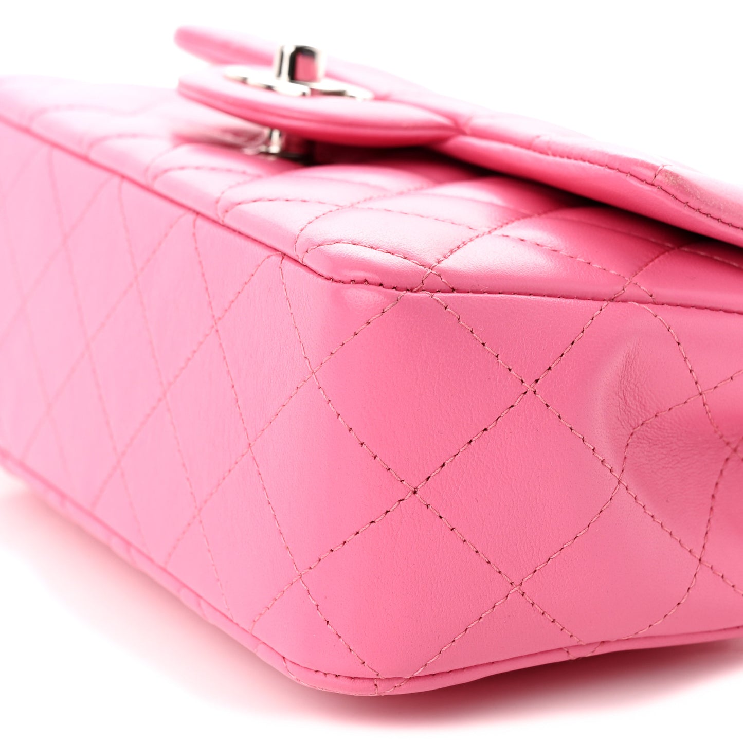 Lambskin Quilted Mini Rectangular Flap Pink