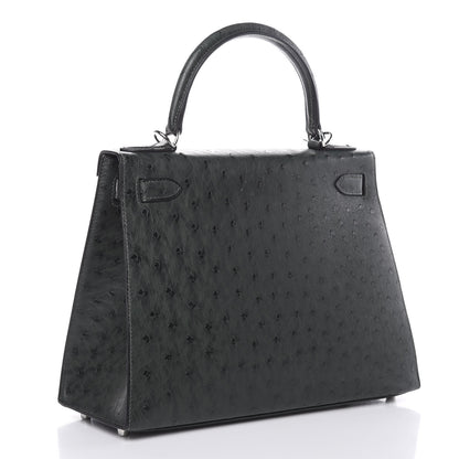 Hermes Ostrich Kelly Sellier 28 Vert Titien 3 of 33