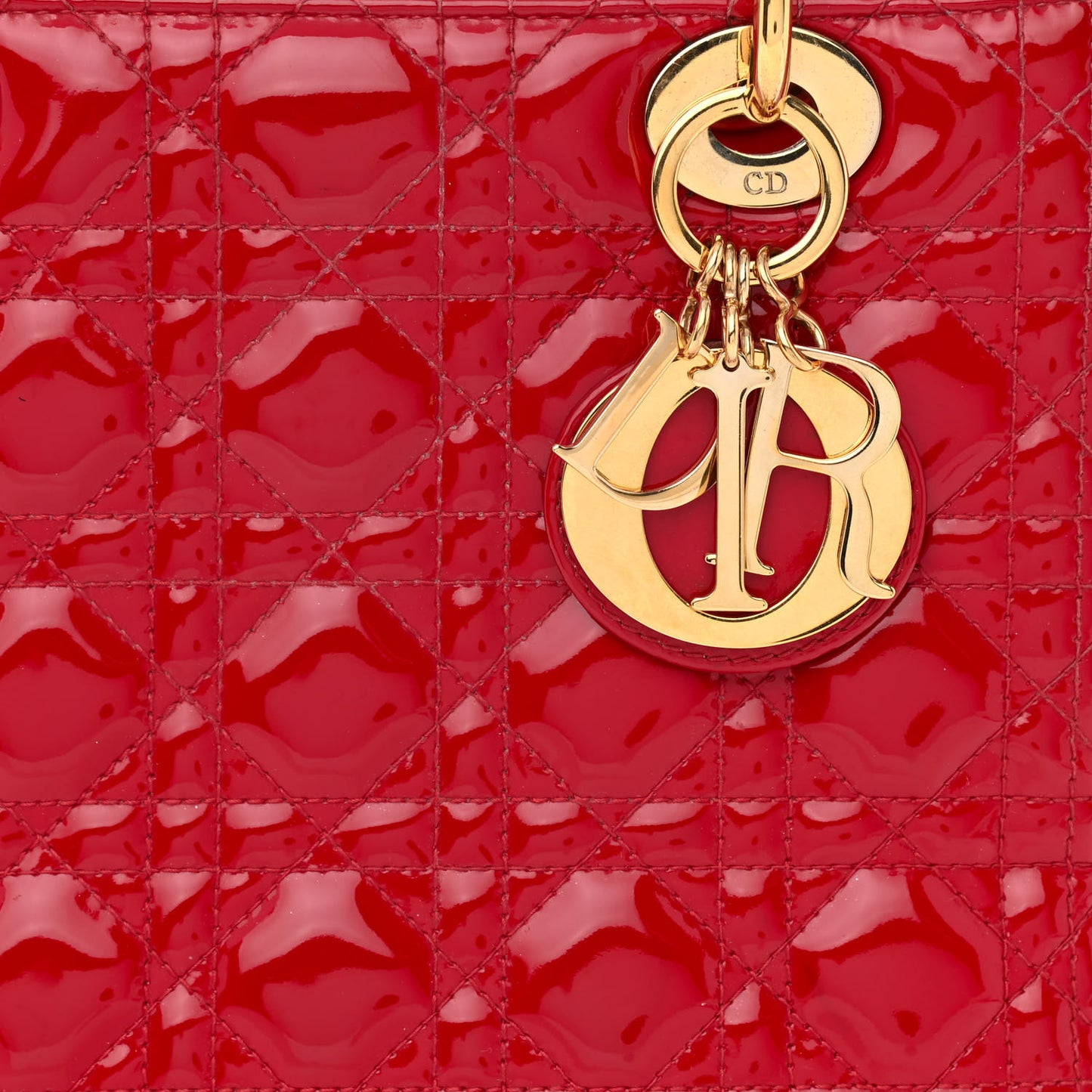 Patent Cannage Medium Lady Dior Red