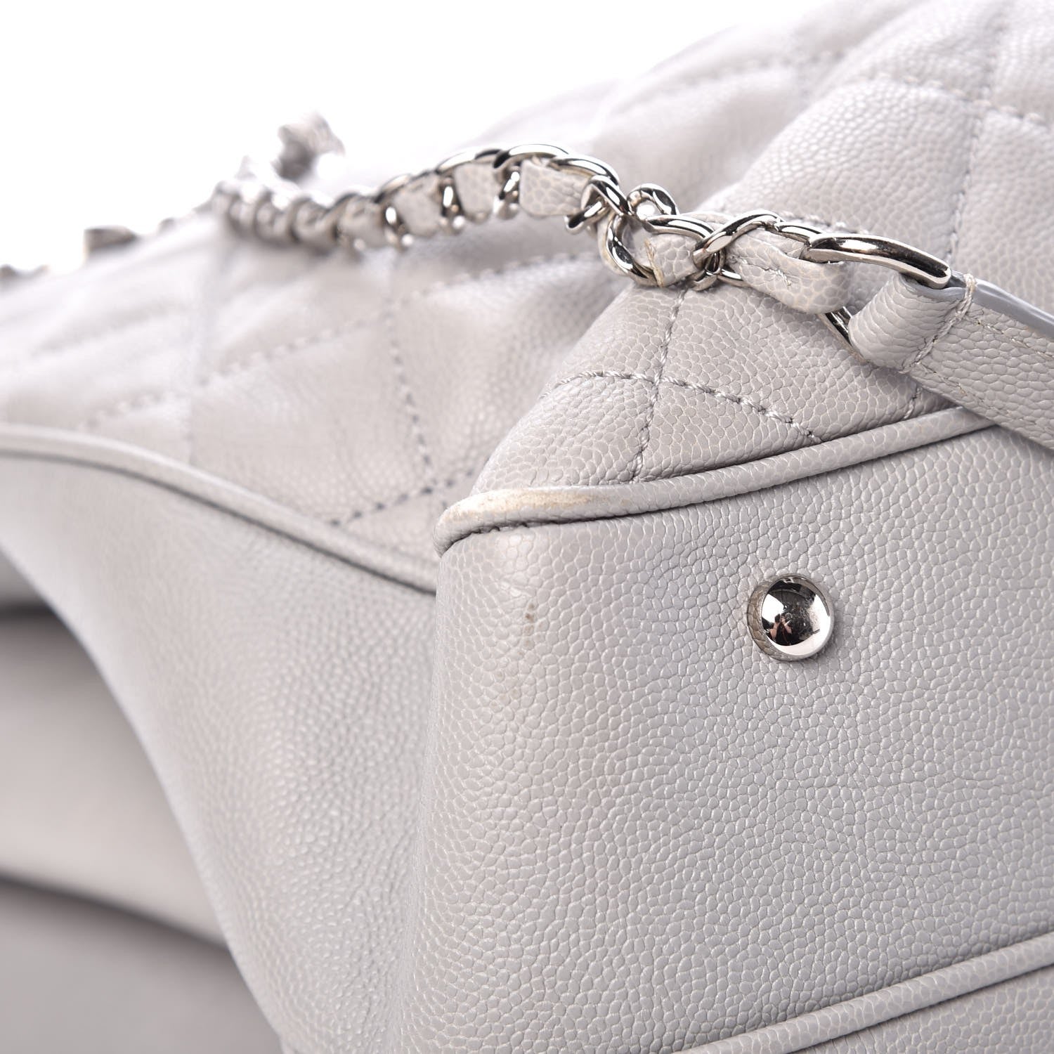 Chanel Caviar Quilted Top Handle Shopping Tote Grey 10 of 18