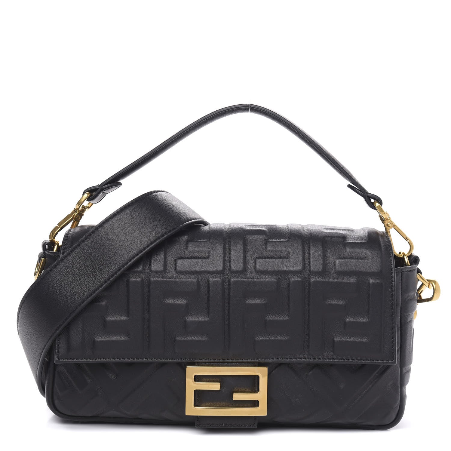 Fendi Nappa FF 1974 Embossed Baguette Black 1 of 10