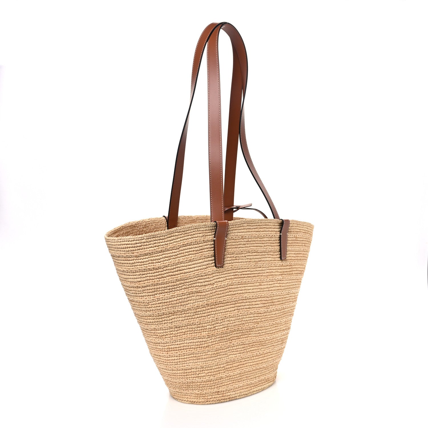 Celine Raffia Calfskin Triomphe Medium Panier Tan 4 of 10