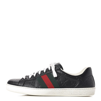 Gucci Guccissima Signature Web Mens Ace Sneakers 9 Black 1 of 11