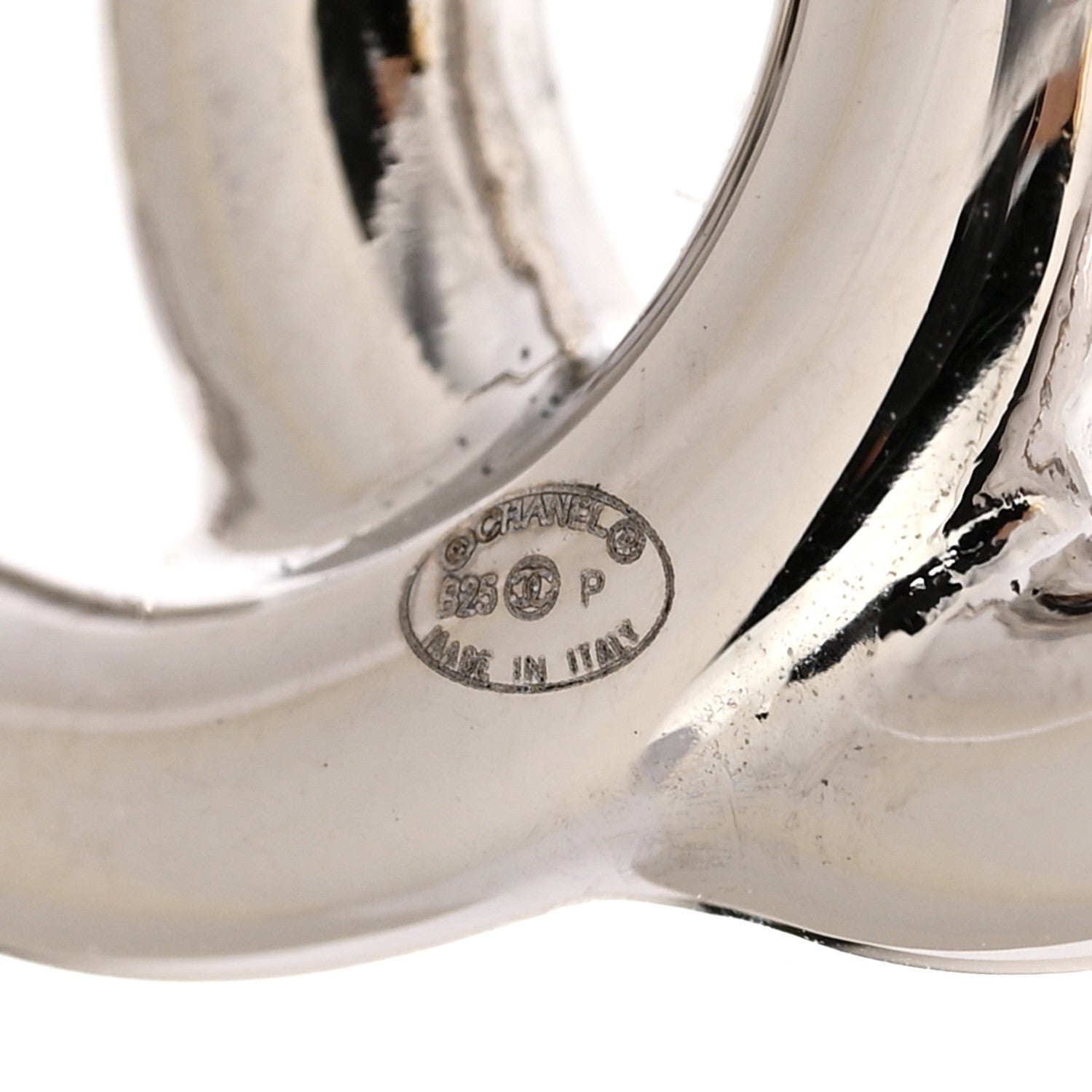 Chanel Metal CC Earrings Silver Silver 4 of 5