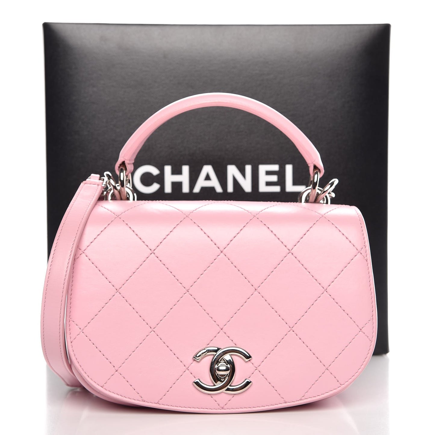 Calfskin Stitched Ring My Bag Flap Crossbody Pink