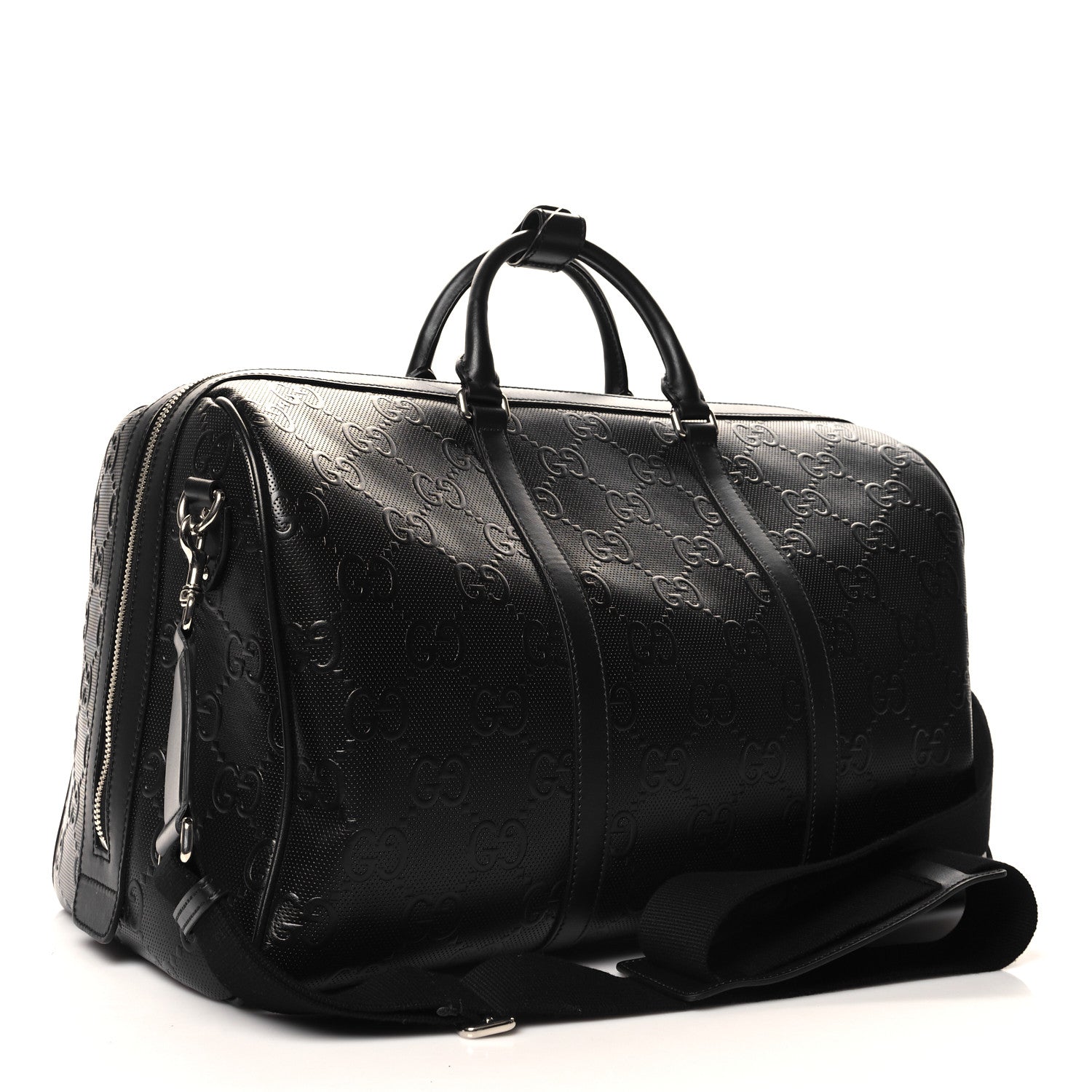Gucci Calfskin GG Tennis Embossed Duffle Bag Black 2 of 11