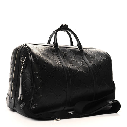 Gucci Calfskin GG Tennis Embossed Duffle Bag Black 2 of 11