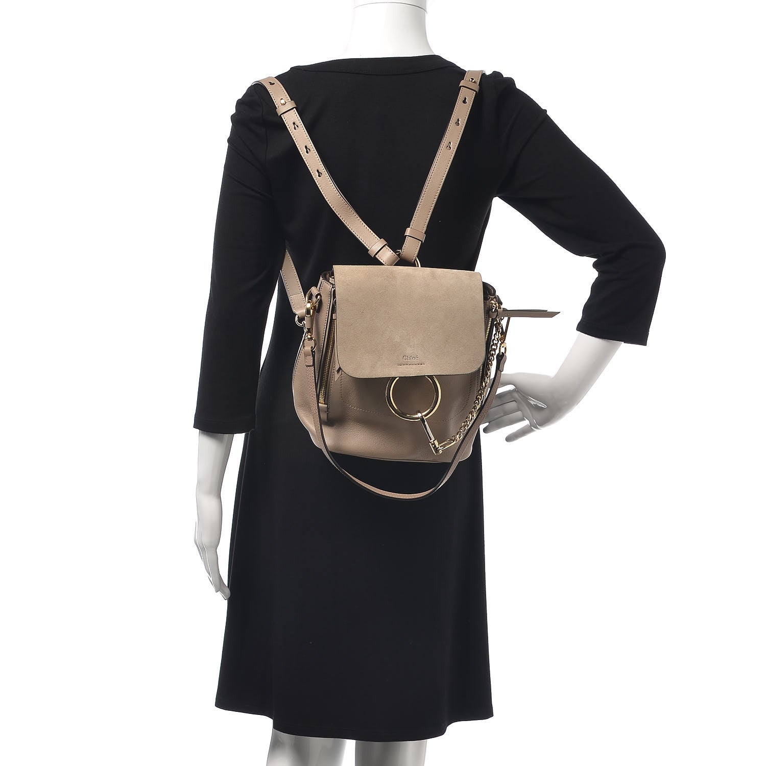 Chloe Suede Calfskin Medium Faye Backpack Motty Grey 2 of 9