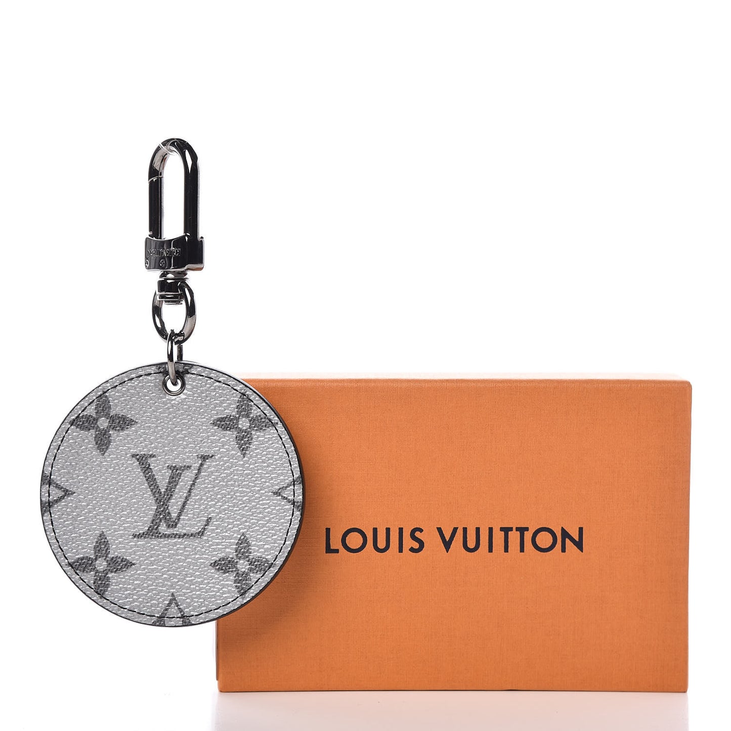 Metallic Monogram LV Bag Charm Key Holder Silver
