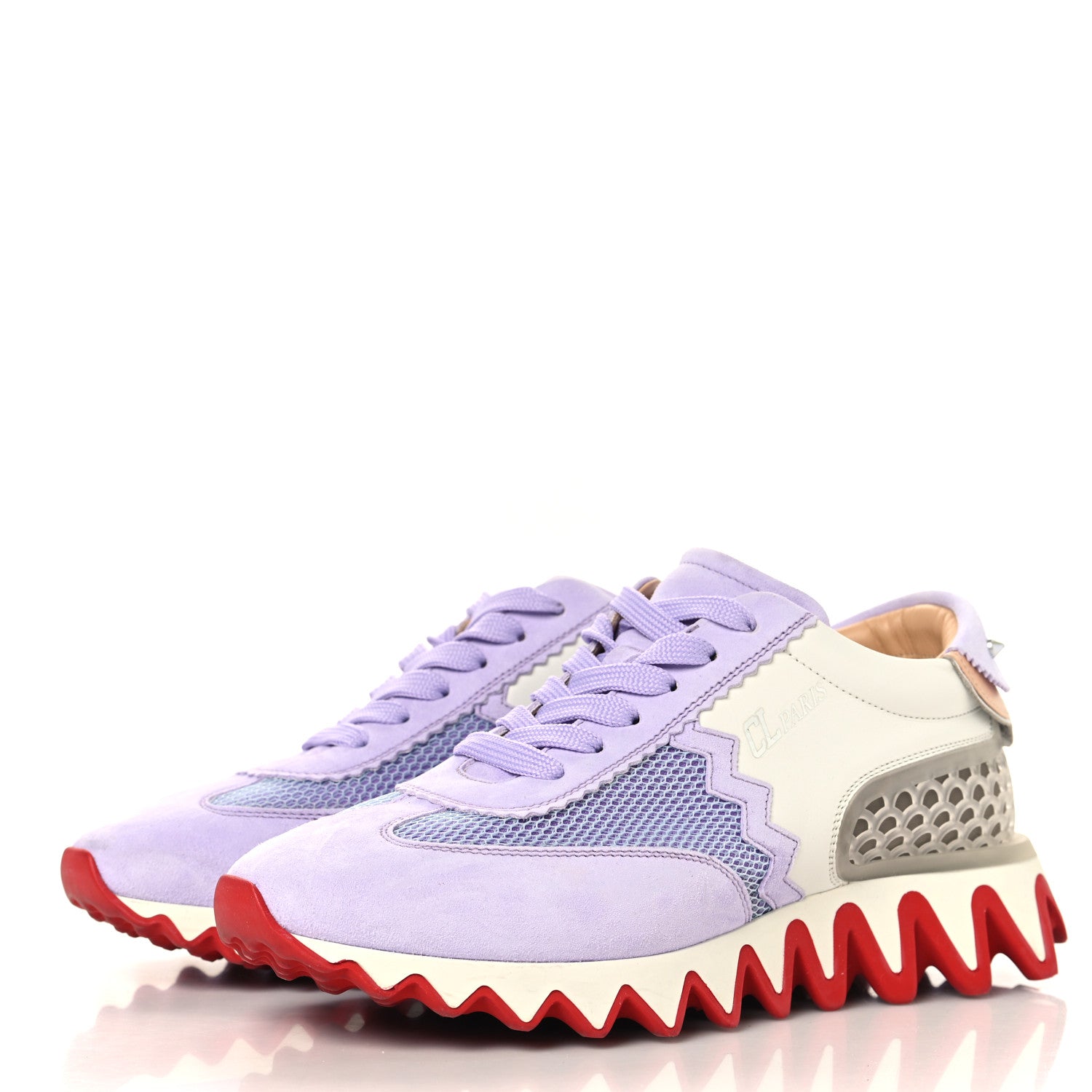 Christian Louboutin Suede Mesh Calfskin Neoprene Loubishark Sneakers 39.5 Lilac Smoke 4 of 8