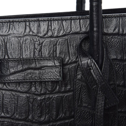Saint Laurent Calfskin Crocodile Embossed Small Sac de Jour Black 10 of 12