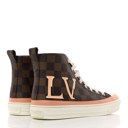 Louis Vuitton Damier Ebene Stellar High Top Sneakers 37.5 Venus Pink 4 of 24