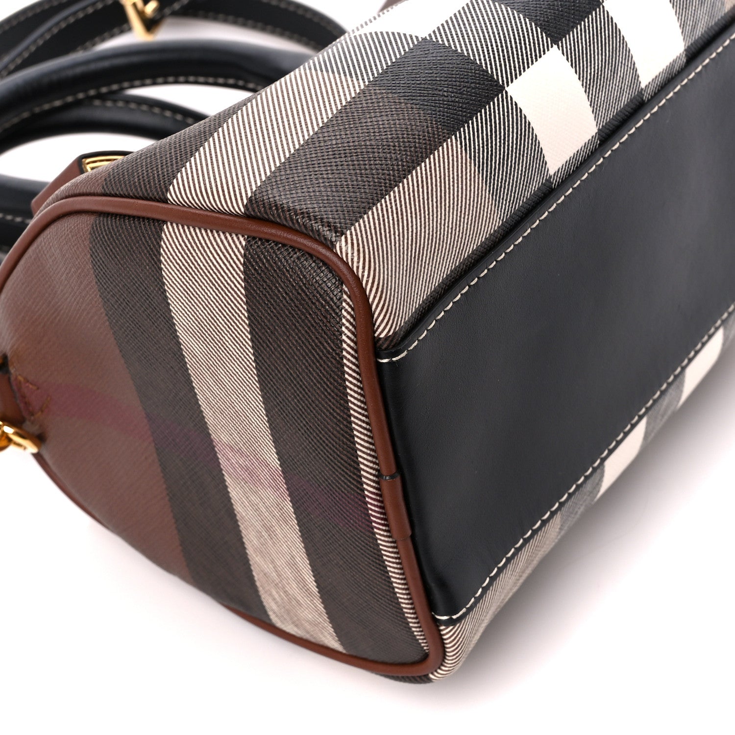 Burberry E-canvas Check Mini Bowling Bag Dark Birch Brown 9 of 10