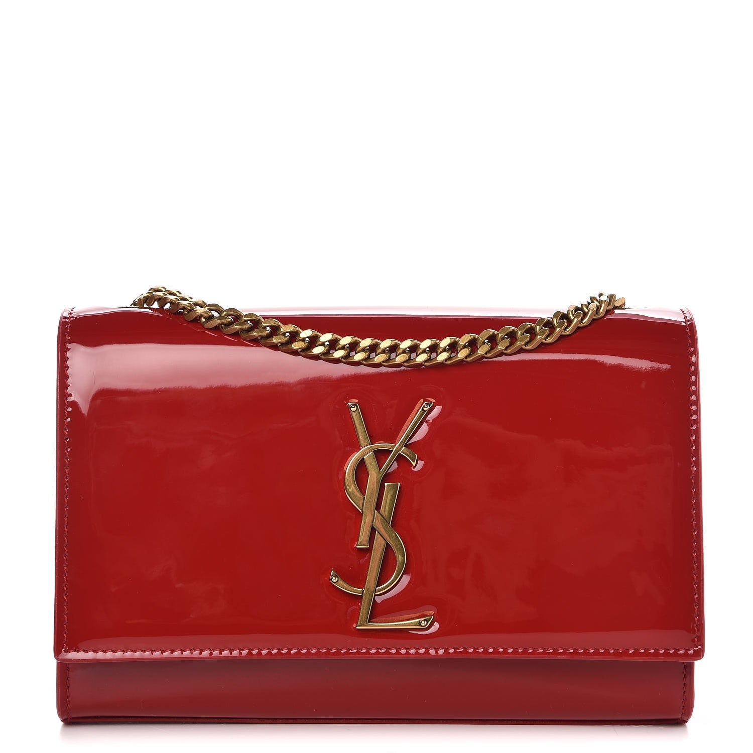 Saint Laurent Patent Small Monogram Kate Satchel Red 1 of 7