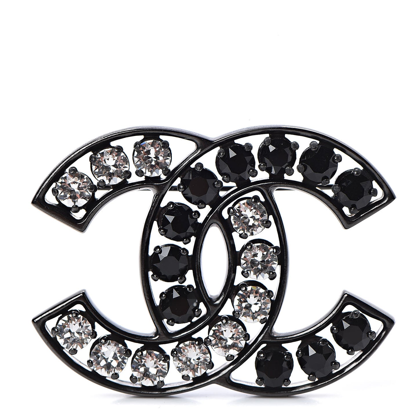 Ruthenium Crystal CC Brooch Black