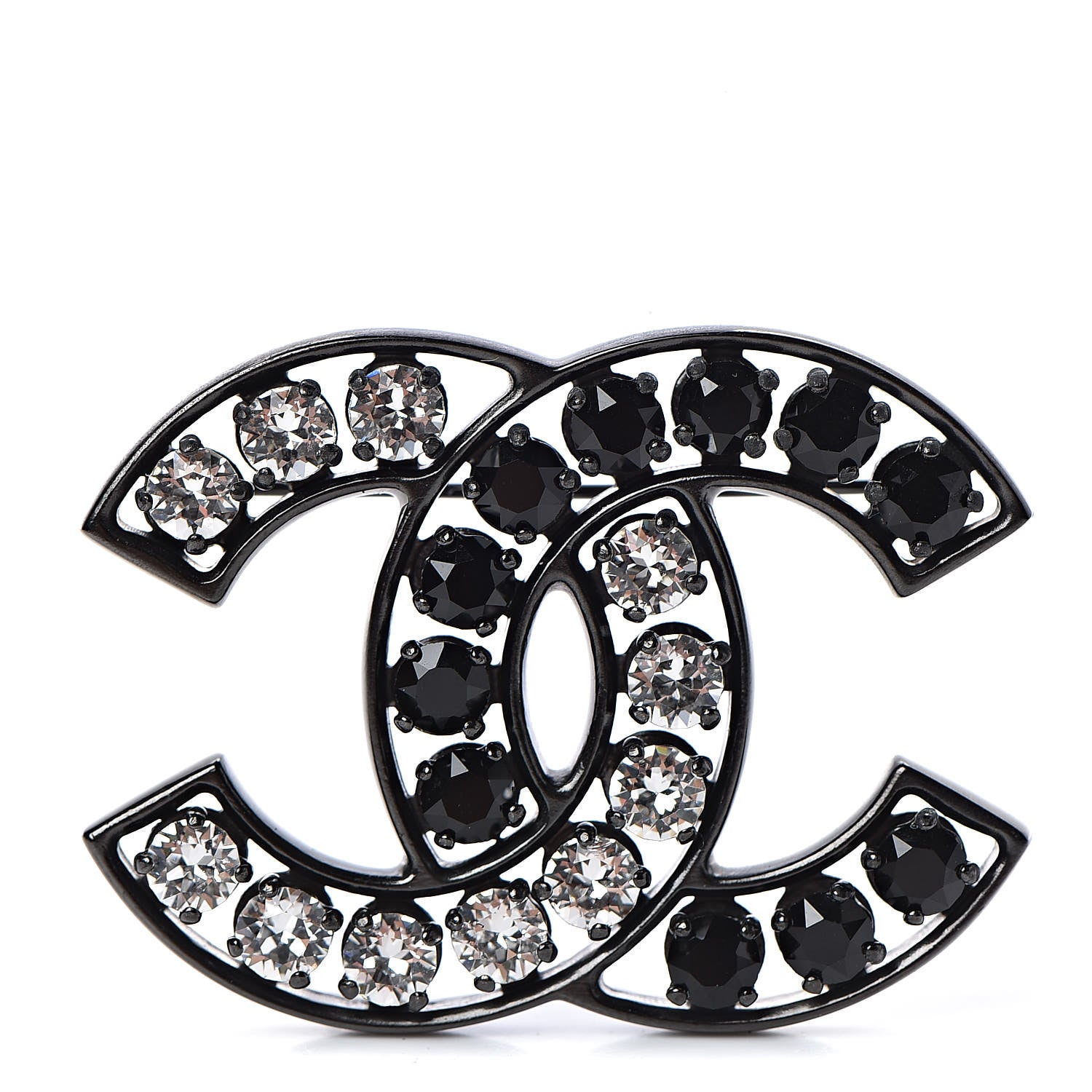 Chanel Ruthenium Crystal CC Brooch Black 1 of 4