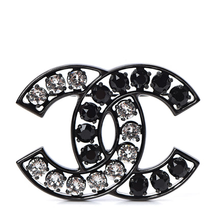 Chanel Ruthenium Crystal CC Brooch Black 1 of 4