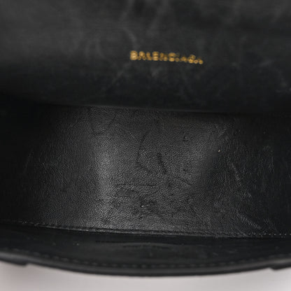Balenciaga Shiny Calfskin Crocodile Embossed Hourglass Top Handle Bag XS Black 5 of 10