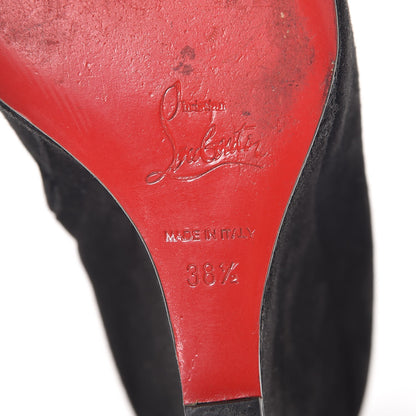 Christian Louboutin Suede Belle Zeppa 100 Wedge Ankle Boots 38.5 Black 8 of 9