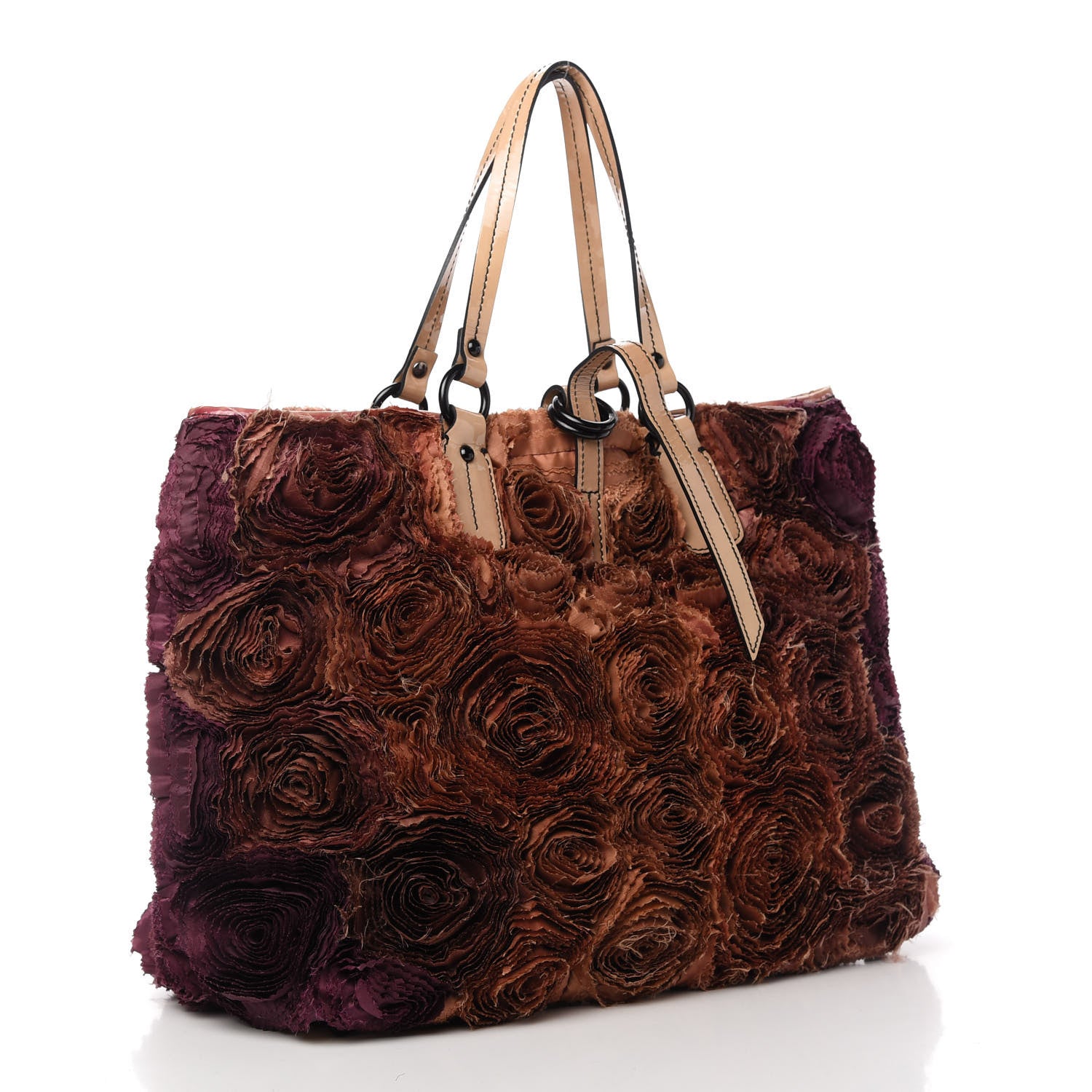 Valentino Garavani Silk Patent Rosier Tote Nude 3 of 11