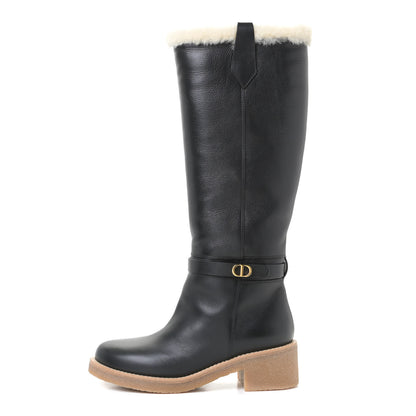 Christian Dior Calfskin Shearling D-Furious Boots 37 Black 2 of 20