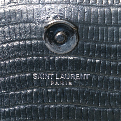 Saint Laurent Calfskin Crocodile Embossed Medium Classic Monogram Kate Tassel Satchel Fog 6 of 8
