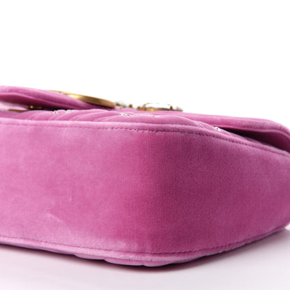 Gucci Velvet Matelasse Marquise Crystals Embroidered Small GG Marmont Shoulder Bag Malva 8 of 11