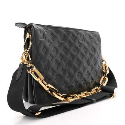 Louis Vuitton Lambskin Embossed Monogram Coussin MM Black 3 of 10