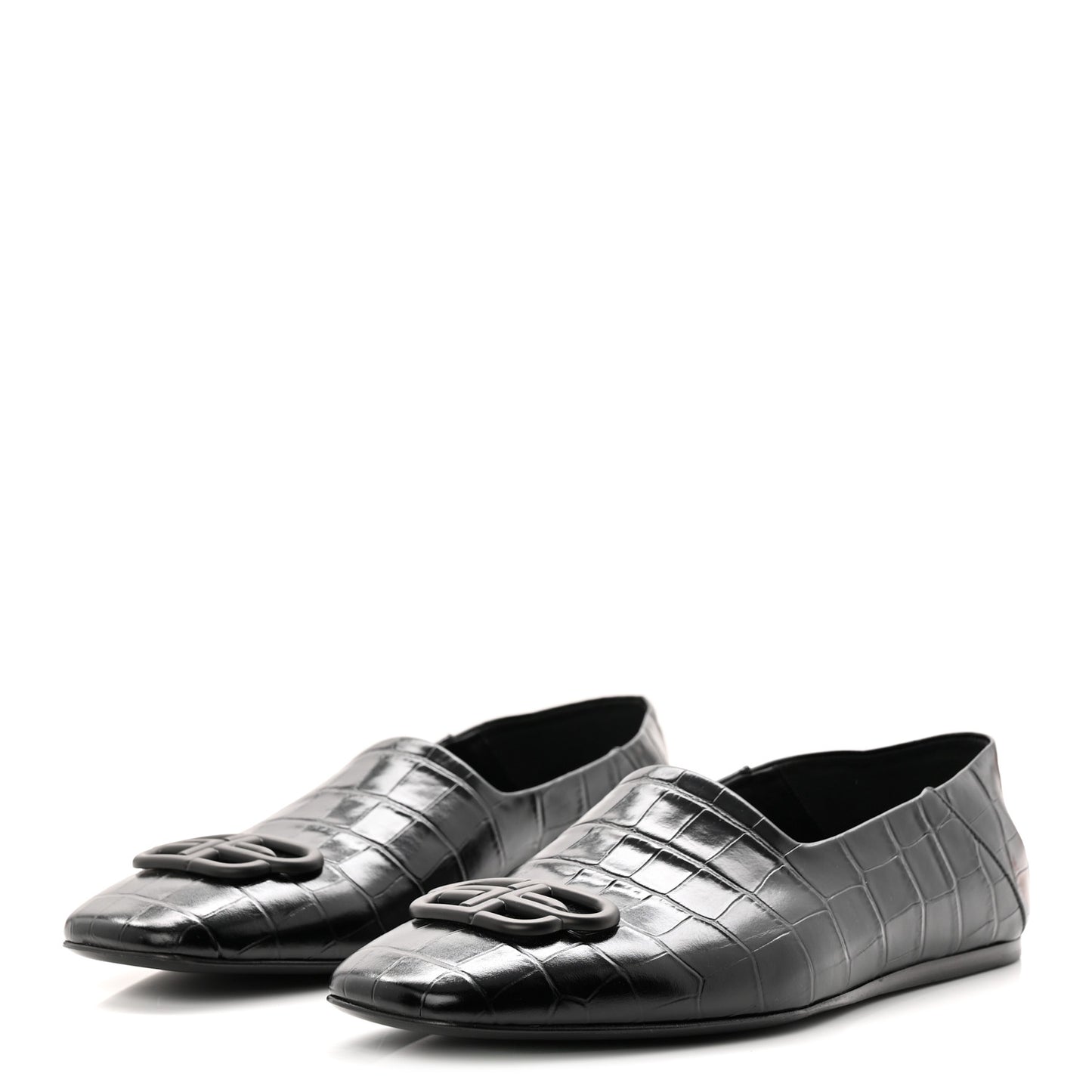Calfskin Crocodile Embossed Cozy BB Loafer 39 Black