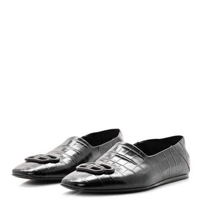 Balenciaga Calfskin Crocodile Embossed Cozy BB Loafer 39 Black 4 of 9