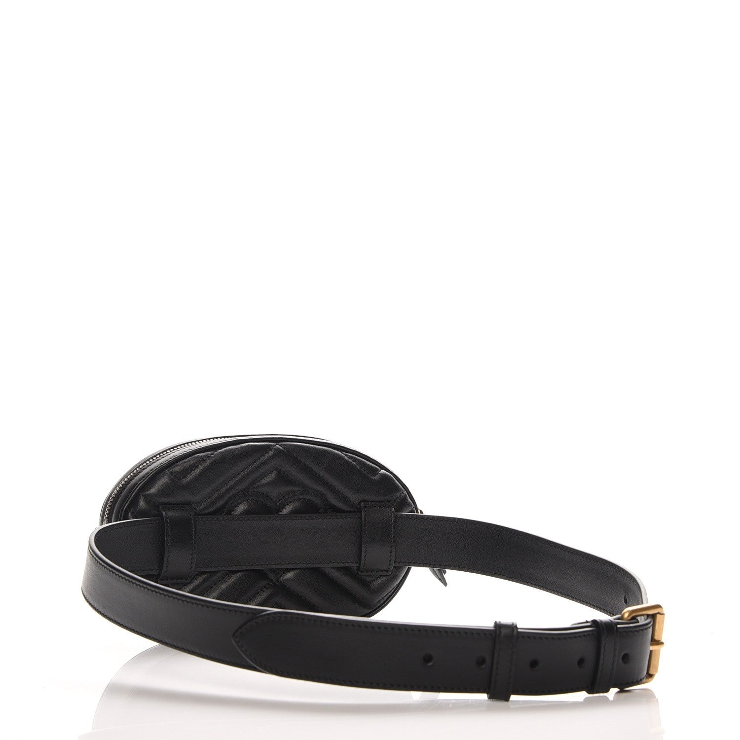 Gucci Calfskin Matelasse Animal Studs GG Marmont Belt Bag 85 34 Black 3 of 7