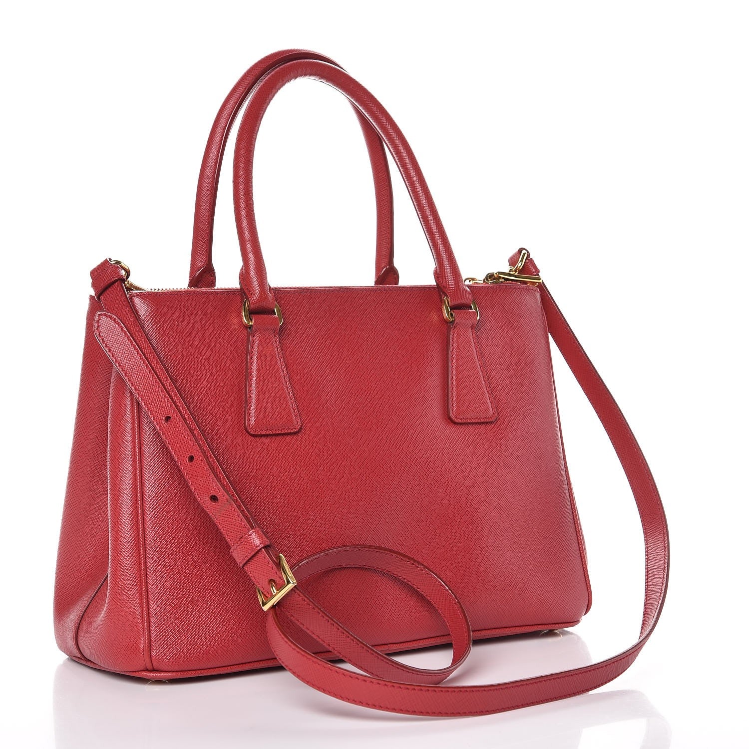 Prada Saffiano Small Galleria Double Zip Tote Fuoco 3 of 13