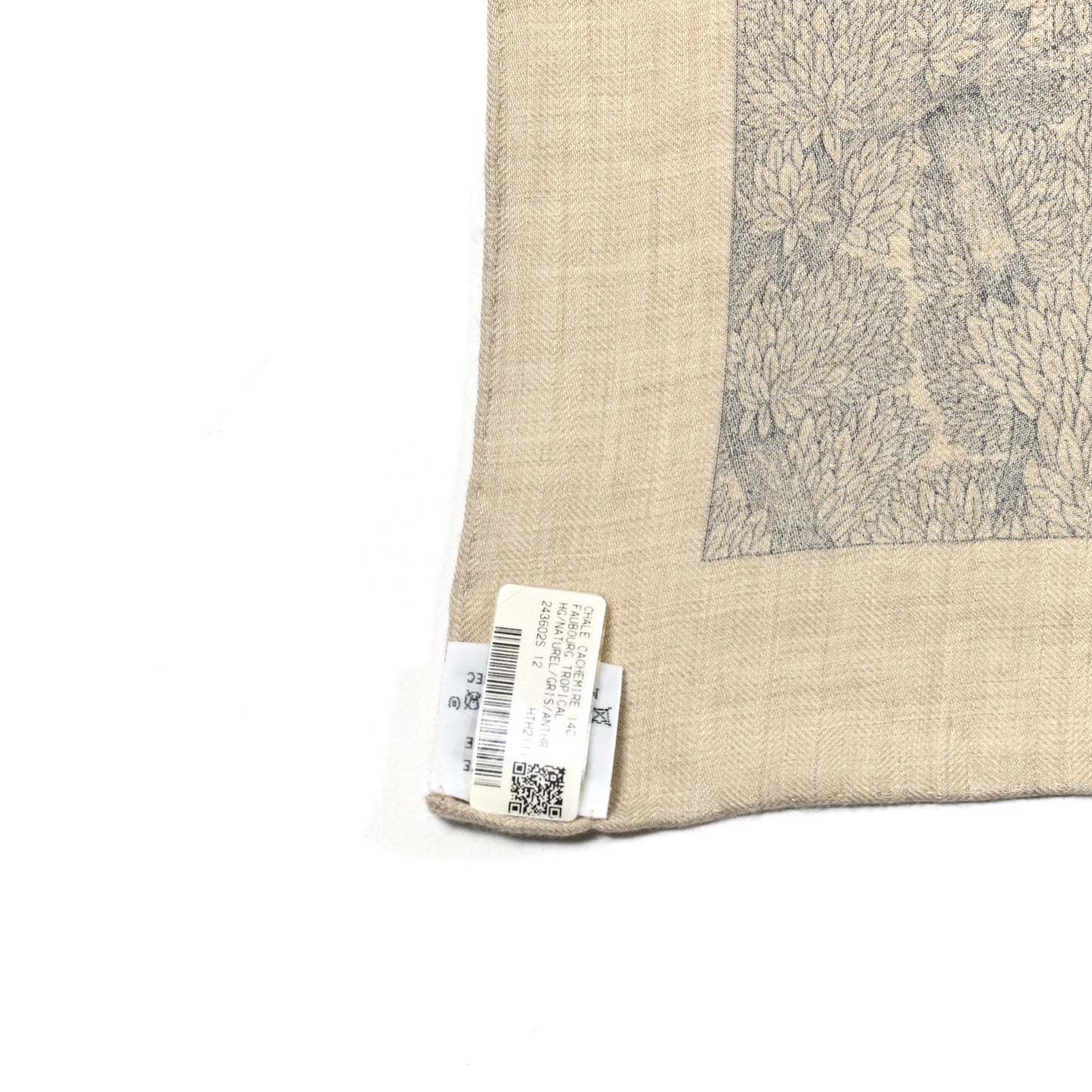 Cashmere Silk Faubourg Tropical Shawl 140 Naturel Gris Anthracite