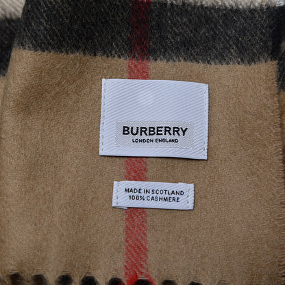Burberry Cashmere Giant Check Fringe Scarf Archive Beige 5 of 5