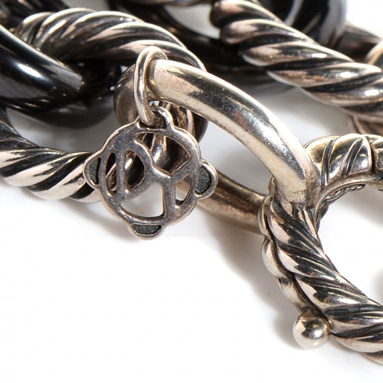 David Yurman Sterling Silver Ceramic 13mm Large Oval Link Bracelet Black 3 of 5